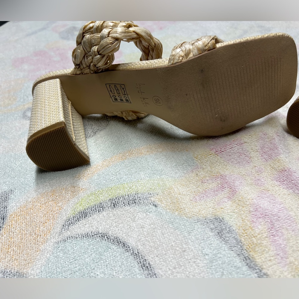 NWOT Raffia Braided Nicole Miller Square Toe Block Heels Size 9.5 - Picture 6 of 8
